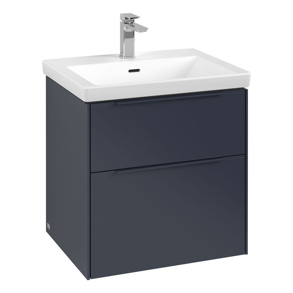 Cutout image of Villeroy & Boch Subway 3.0 600mm Marine Blue Wall-Hung Vanity Unit & Basin
